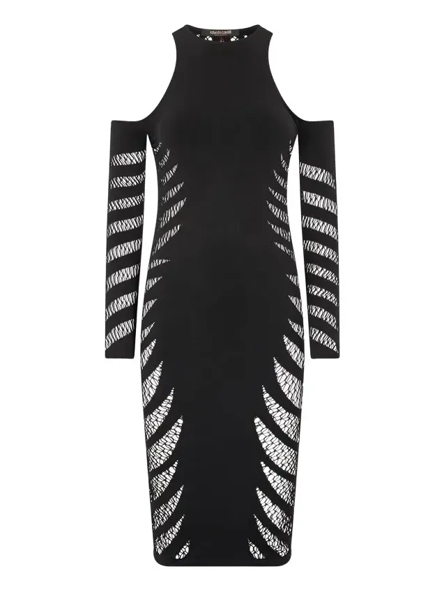Roberto Cavalli Midi Dress With Perforated Pattern
