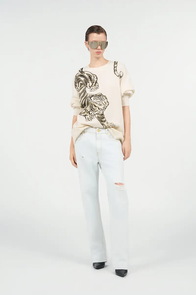 Roberto Cavalli Wool Sweater with Tiger Motif | Thumbnail 7 Roberto Cavalli Wool Sweater with Tiger Motif | Thumbnail 7