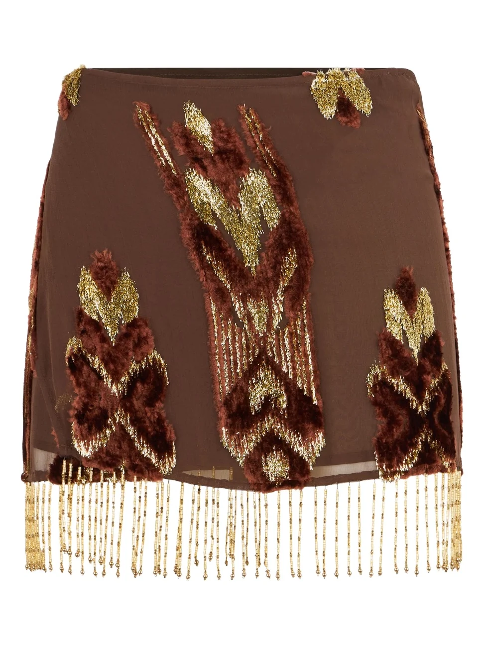 Mini Skirt With Fil Coupé Details and Fringes Mini Skirt With Fil Coupé Details and Fringes