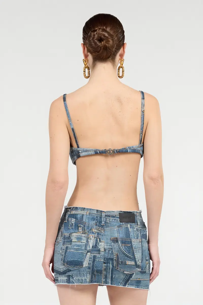 Roberto Cavalli Bralette In Denim Patchwork Capsule Collection | Thumbnail 3 Roberto Cavalli Bralette In Denim Patchwork Capsule Collection | Thumbnail 3
