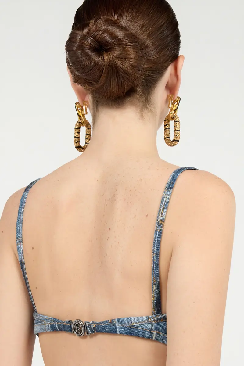 Roberto Cavalli Bralette In Denim Patchwork Capsule Collection | Thumbnail 5 Roberto Cavalli Bralette In Denim Patchwork Capsule Collection | Thumbnail 5