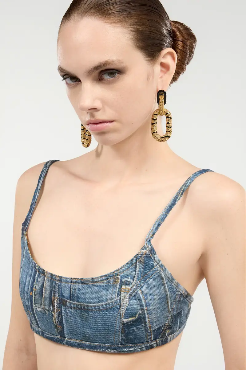 Roberto Cavalli Bralette In Denim Patchwork Capsule Collection | Thumbnail 6 Roberto Cavalli Bralette In Denim Patchwork Capsule Collection | Thumbnail 6