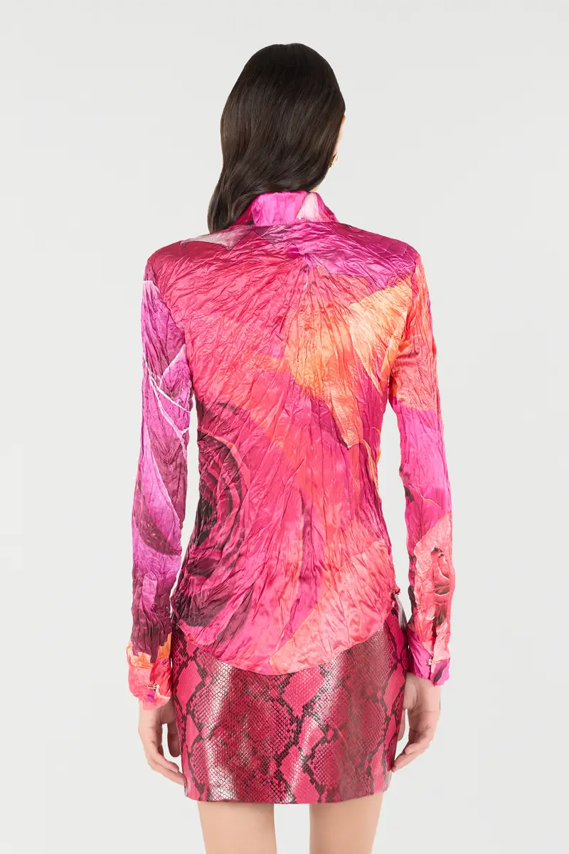 Roberto Cavalli Shirt With Bejeweled Buttons And Rose Print | Thumbnail 3 Roberto Cavalli Shirt With Bejeweled Buttons And Rose Print | Thumbnail 3