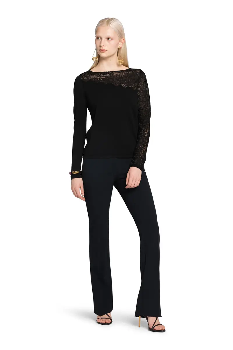 Roberto Cavalli Floral-Knit Lace-Insert Top | Thumbnail 2