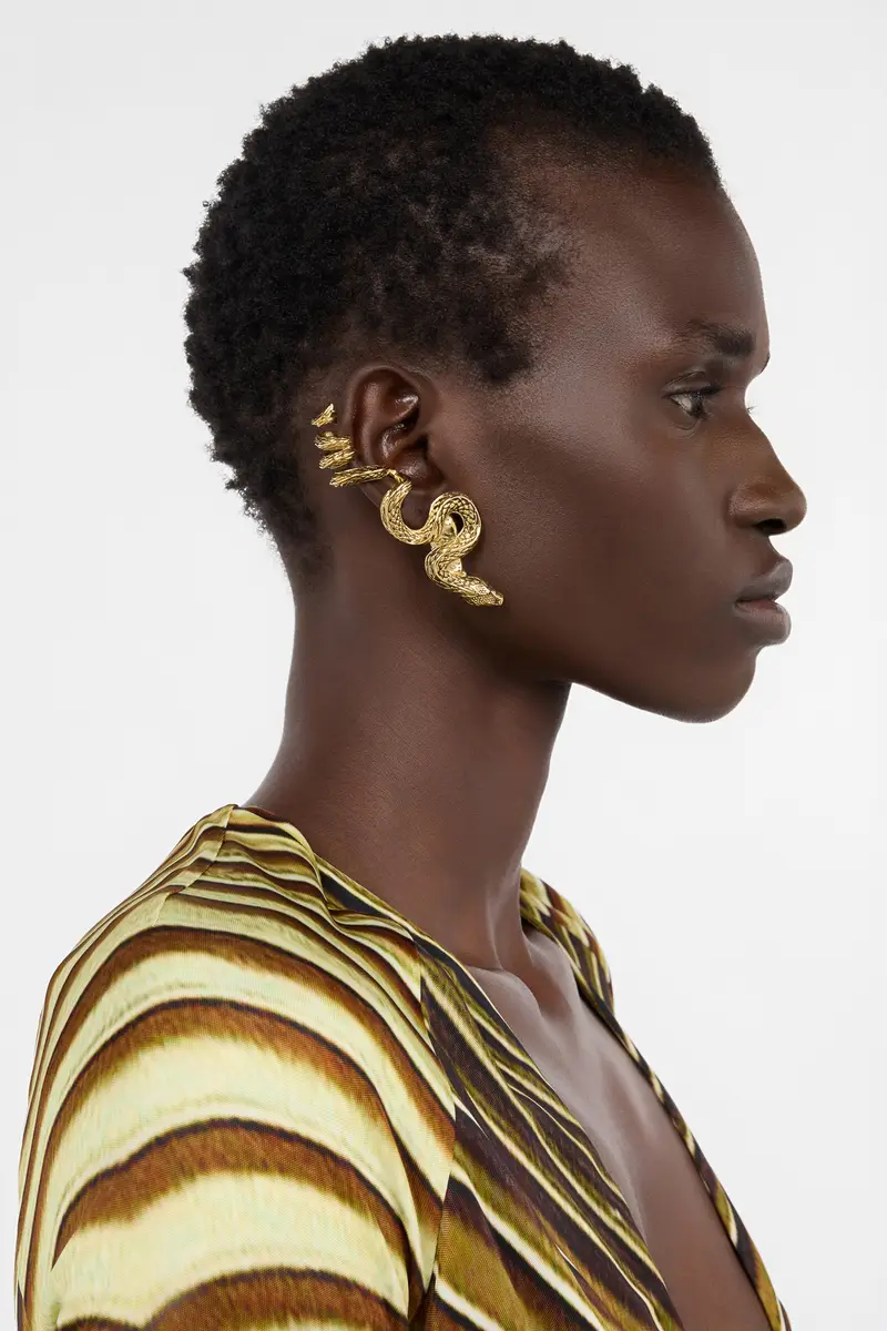 Roberto Cavalli Antiqued Gold Snake Earrings | Thumbnail 2