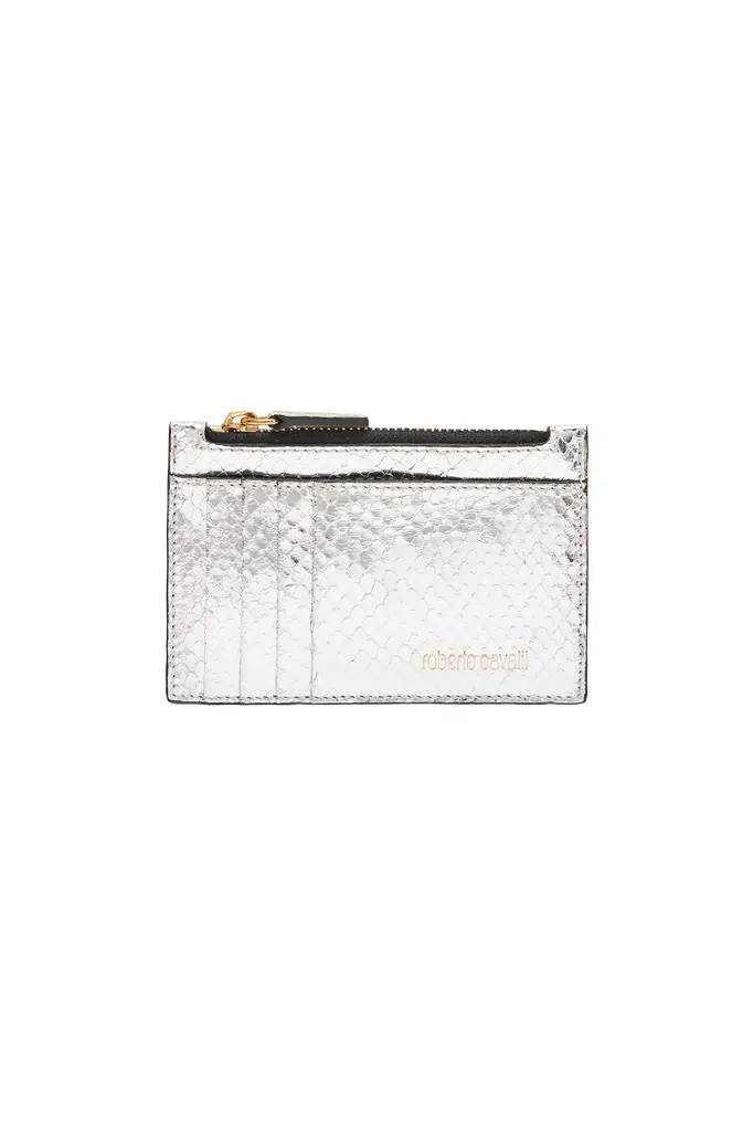 Roberto Cavalli Metallic Snake-Scale Card Holder
