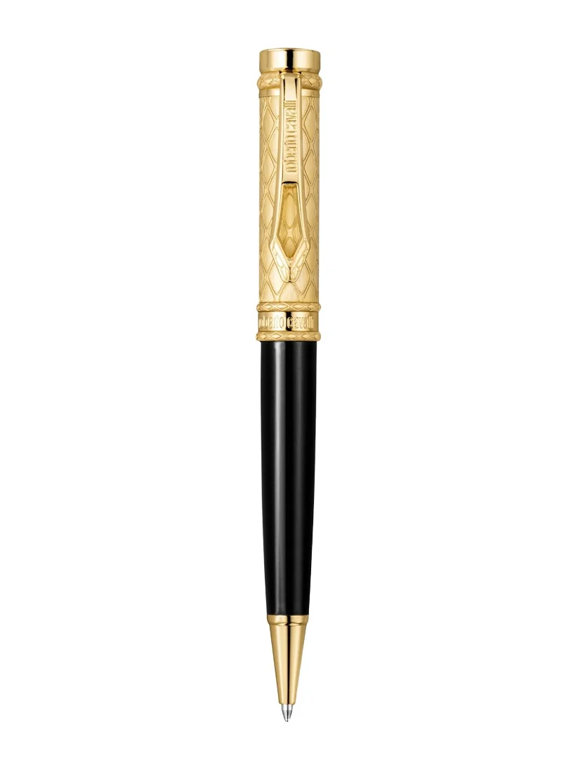 Roberto Cavalli Roberto Cavalli Ballpoint Pen, Gold Color & Black Lacquer