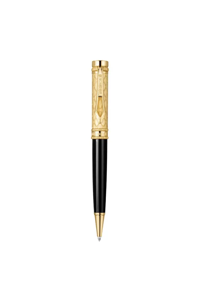 Roberto Cavalli Roberto Cavalli Ballpoint Pen, Gold Color & Black Lacquer