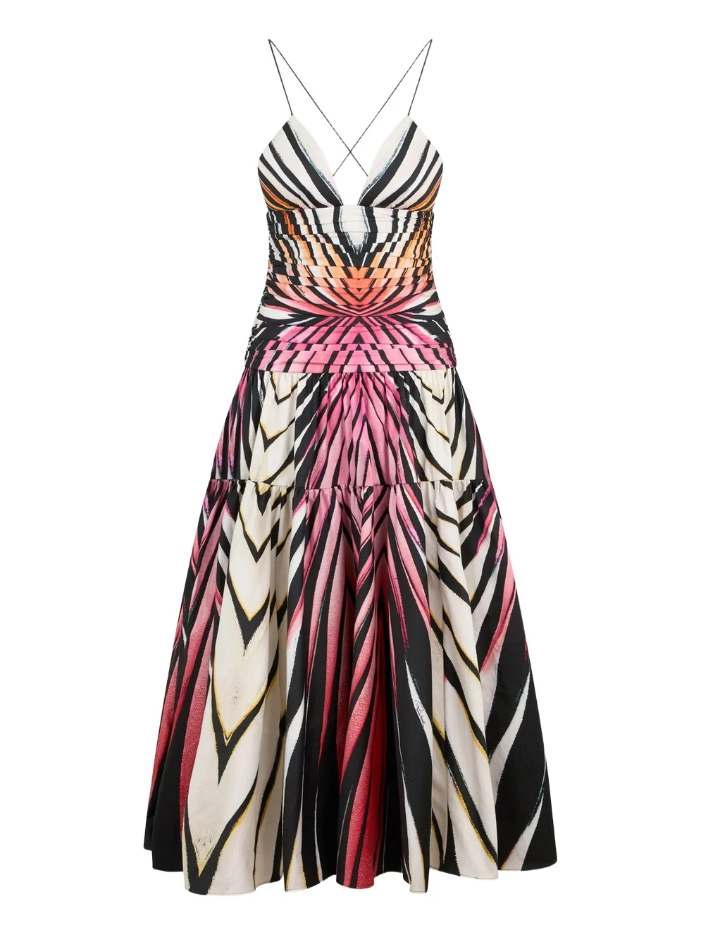 Roberto Cavalli Ray Of Paradise Print Midi Dress