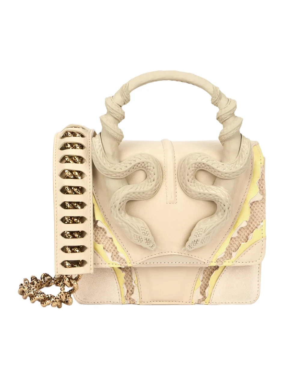 Roberto Cavalli Small Ivory Bag With Snakes