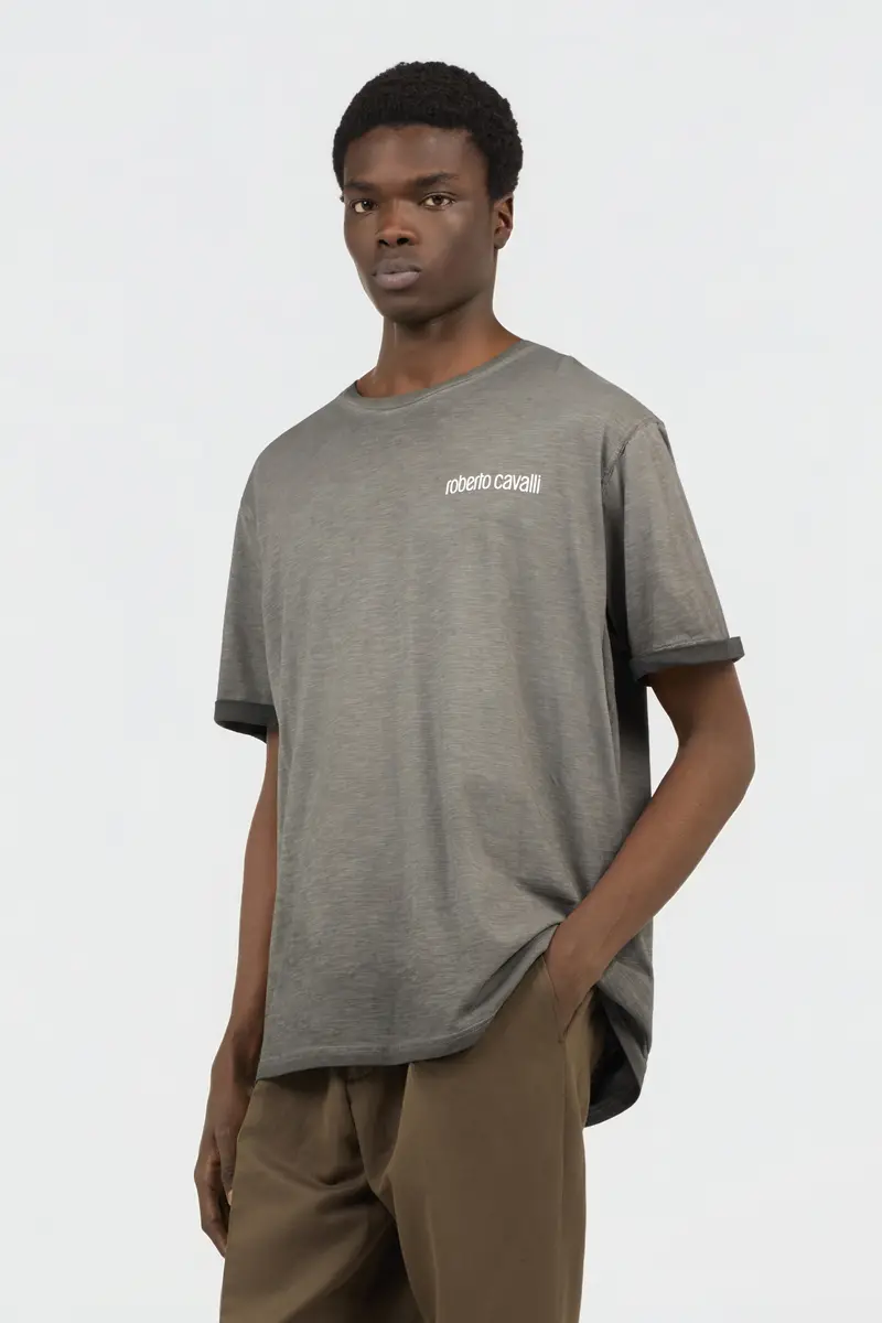 Roberto Cavalli Grey T-Shirt with Back Snake Print | Thumbnail 2 Roberto Cavalli Grey T-Shirt with Back Snake Print | Thumbnail 2