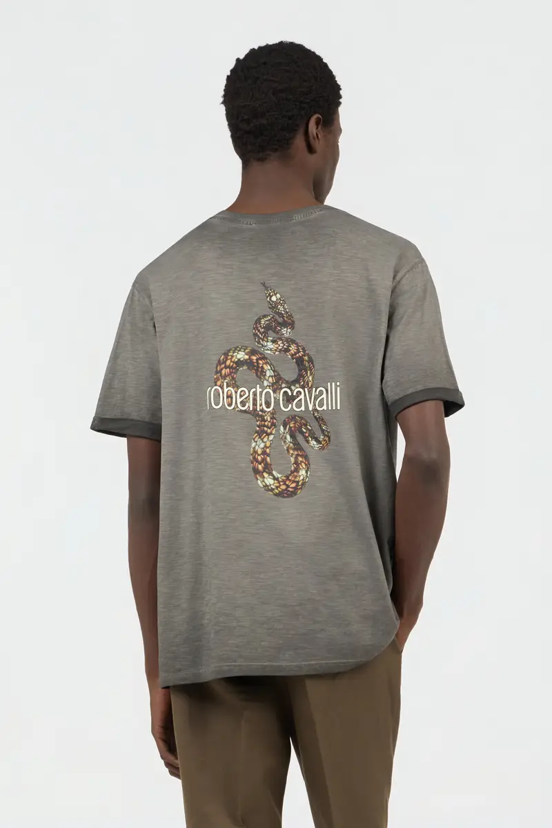 Roberto Cavalli Grey T-Shirt with Back Snake Print | Thumbnail 3 Roberto Cavalli Grey T-Shirt with Back Snake Print | Thumbnail 3
