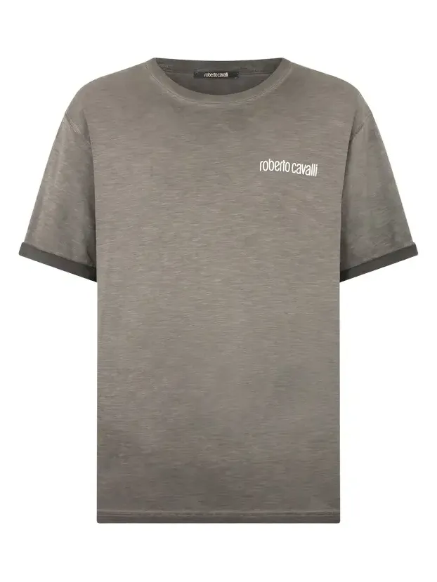 Roberto Cavalli Grey T-Shirt with Back Snake Print