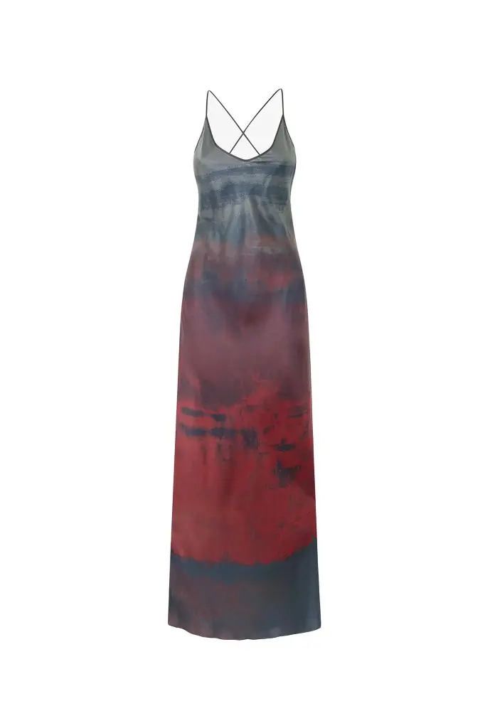 Roberto Cavalli Long Slip Dress With A Mottled Effect