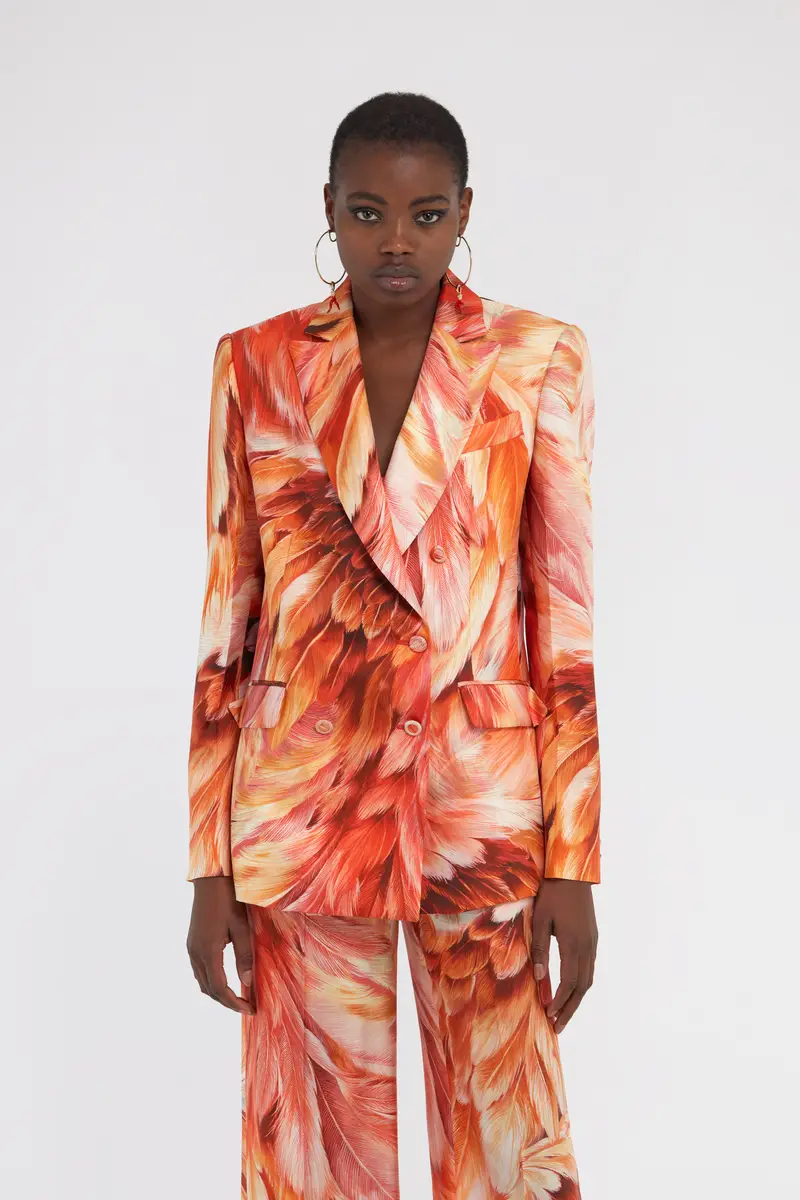 Roberto Cavalli Plumange Print Silk Jacket | Thumbnail 2