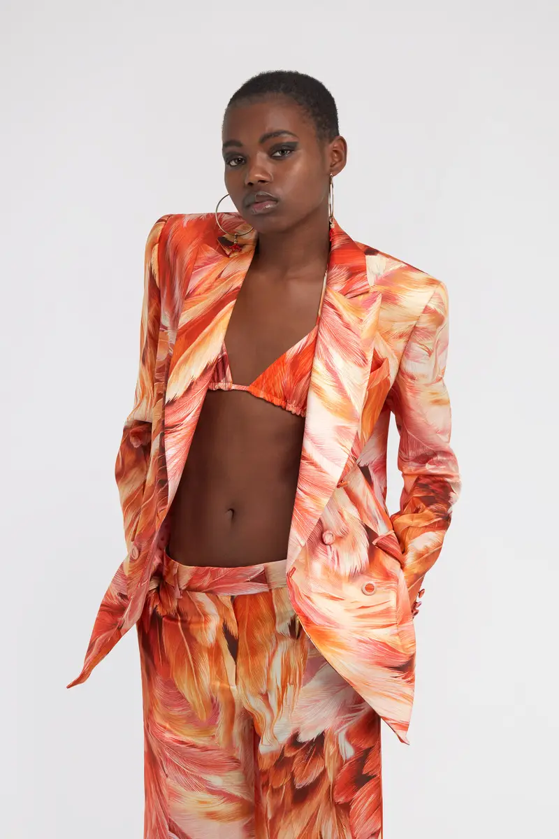 Roberto Cavalli Plumange Print Silk Jacket | Thumbnail 4