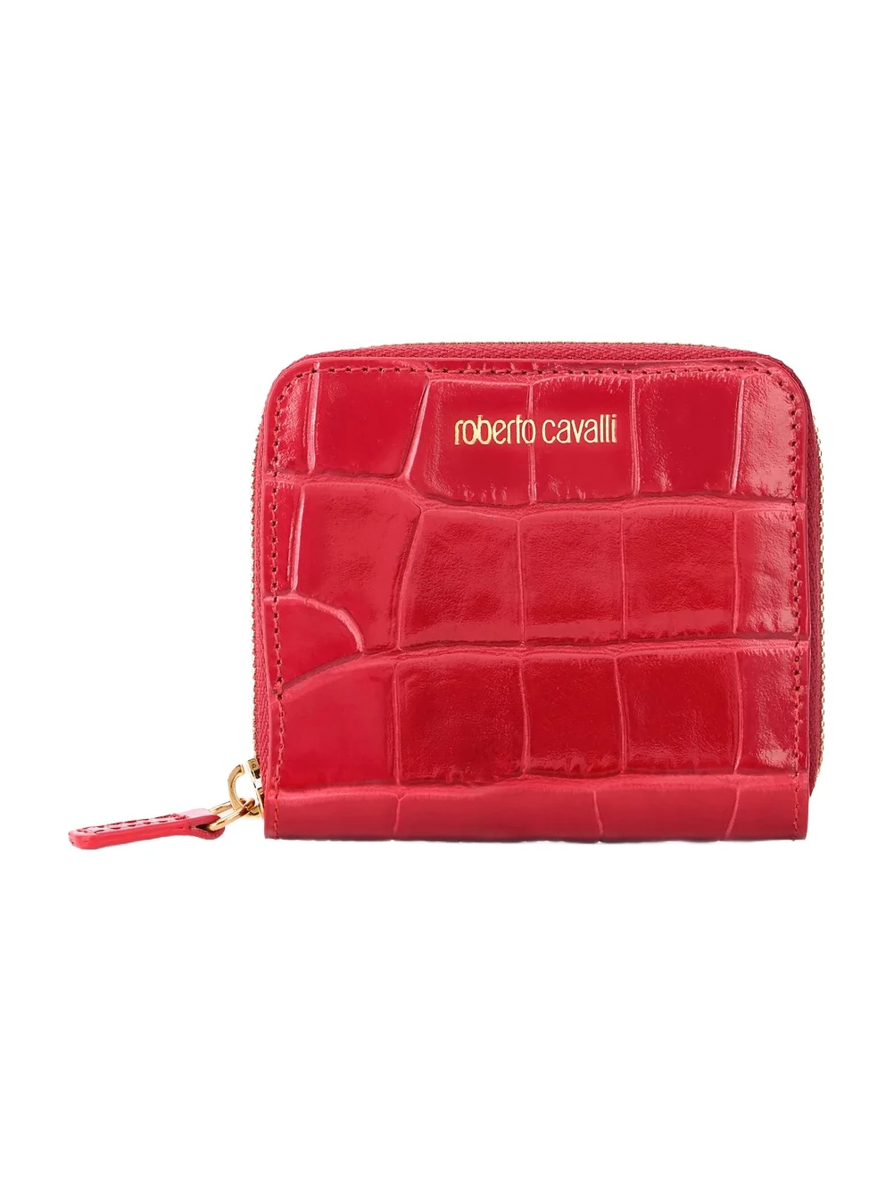 Roberto Cavalli Small Antique Rose Crocodile-Effect Wallet