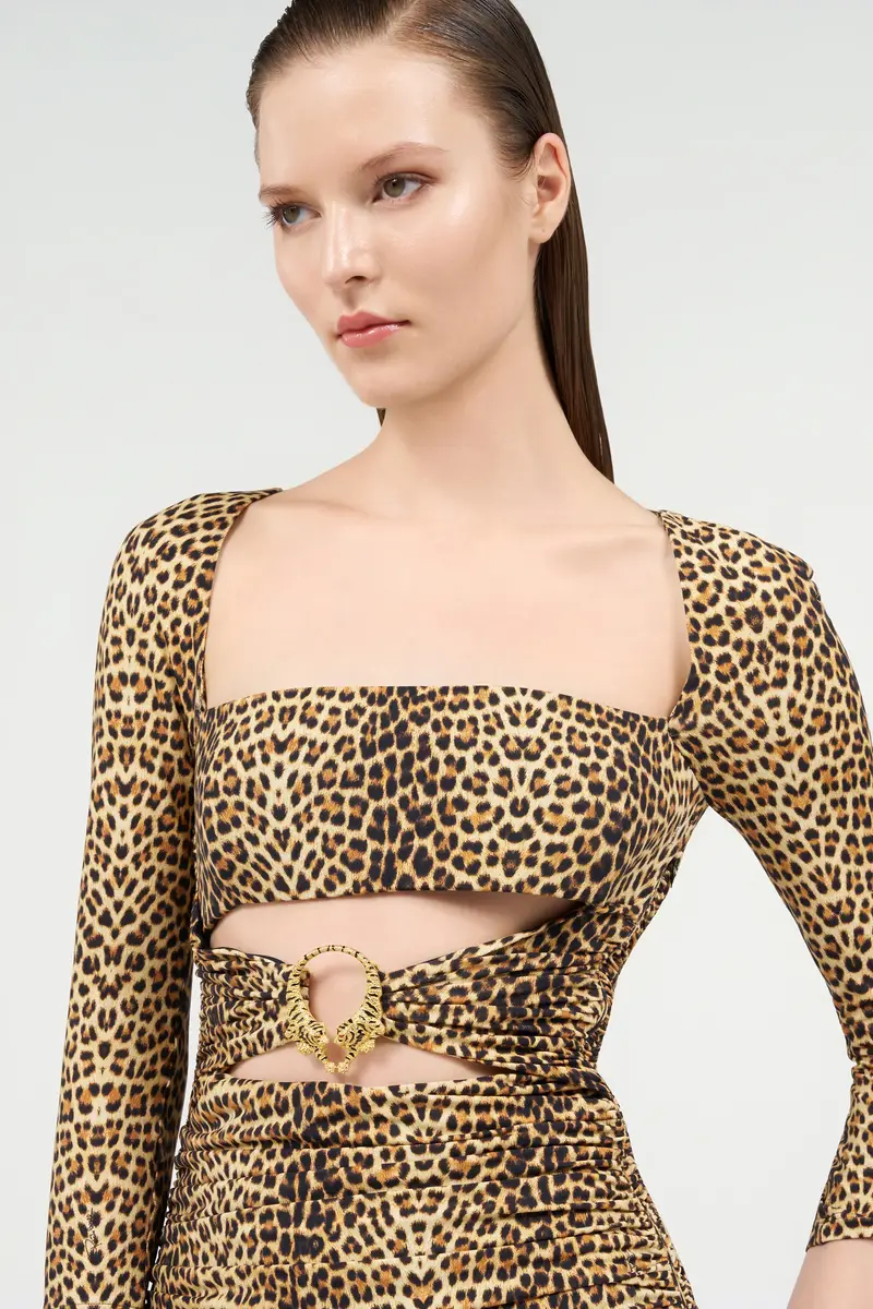 Roberto Cavalli Mini Dress with Baby Jaguar Print and Cut-Out Detail | Thumbnail 5 Roberto Cavalli Mini Dress with Baby Jaguar Print and Cut-Out Detail | Thumbnail 5