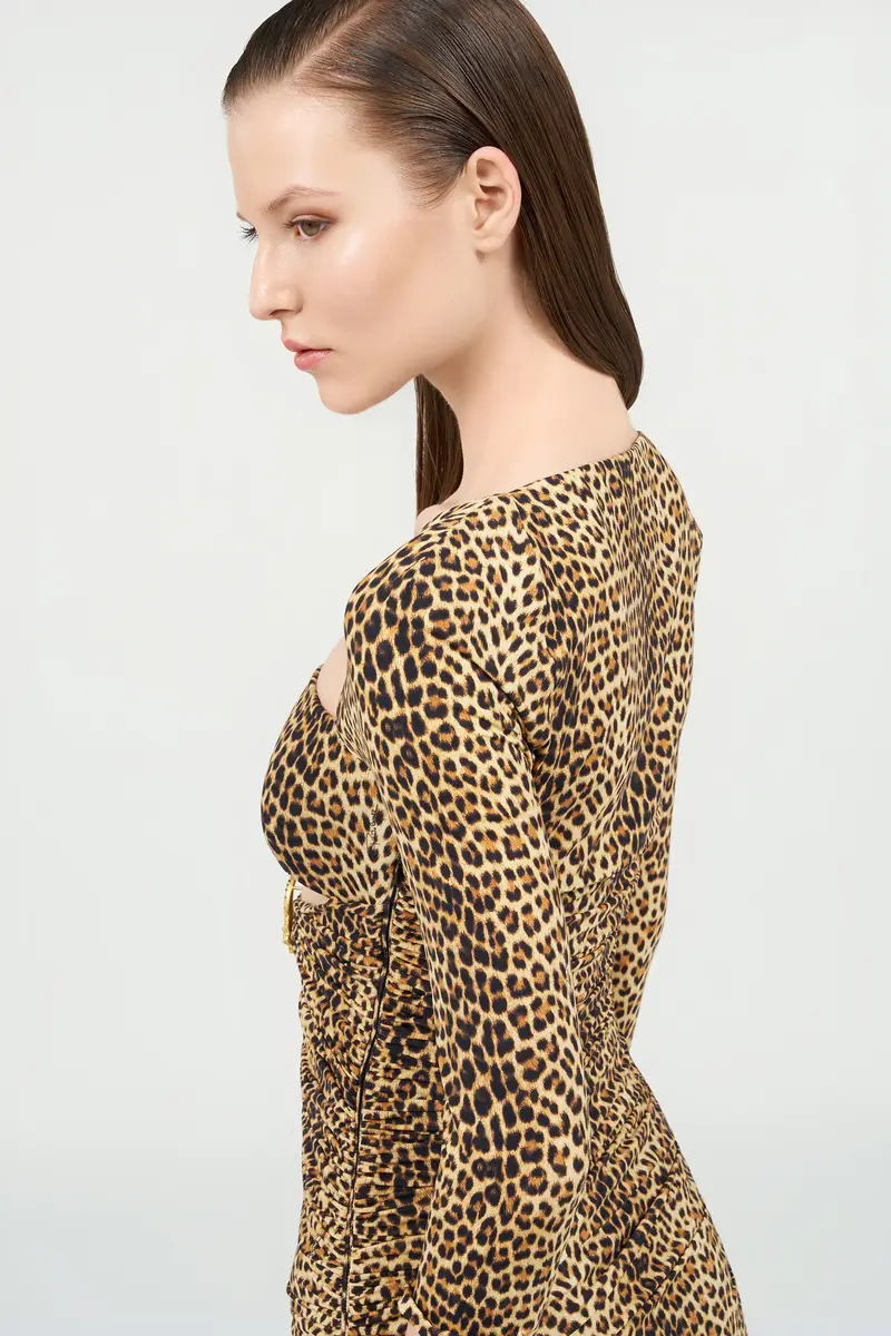 Roberto Cavalli Mini Dress with Baby Jaguar Print and Cut-Out Detail | Thumbnail 6 Roberto Cavalli Mini Dress with Baby Jaguar Print and Cut-Out Detail | Thumbnail 6
