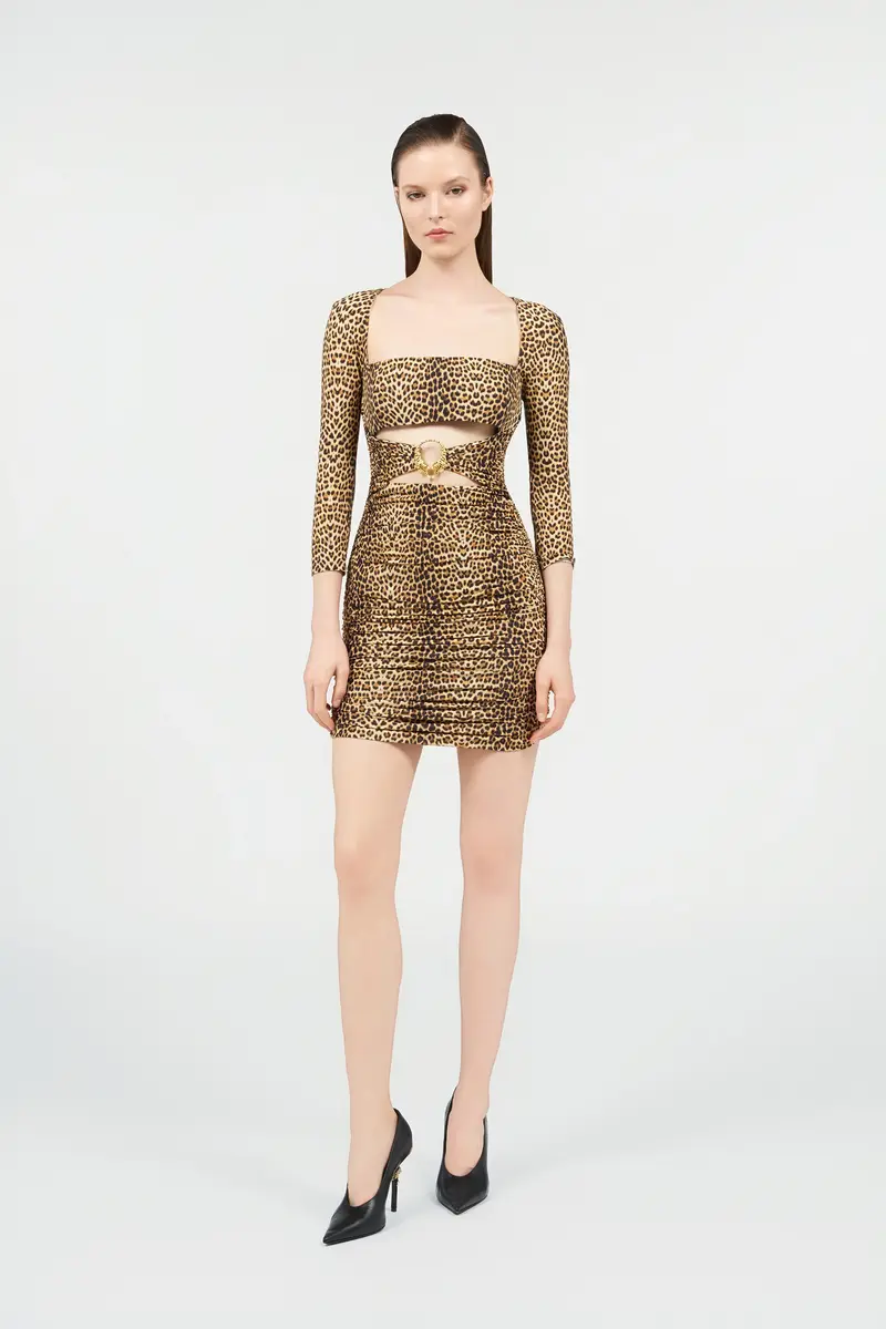 Roberto Cavalli Mini Dress with Baby Jaguar Print and Cut-Out Detail | Thumbnail 7 Roberto Cavalli Mini Dress with Baby Jaguar Print and Cut-Out Detail | Thumbnail 7