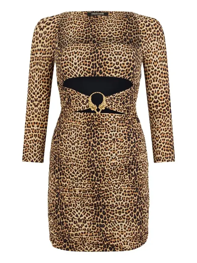 Mini Dress with Baby Jaguar Print and Cut-Out Detail Mini Dress with Baby Jaguar Print and Cut-Out Detail