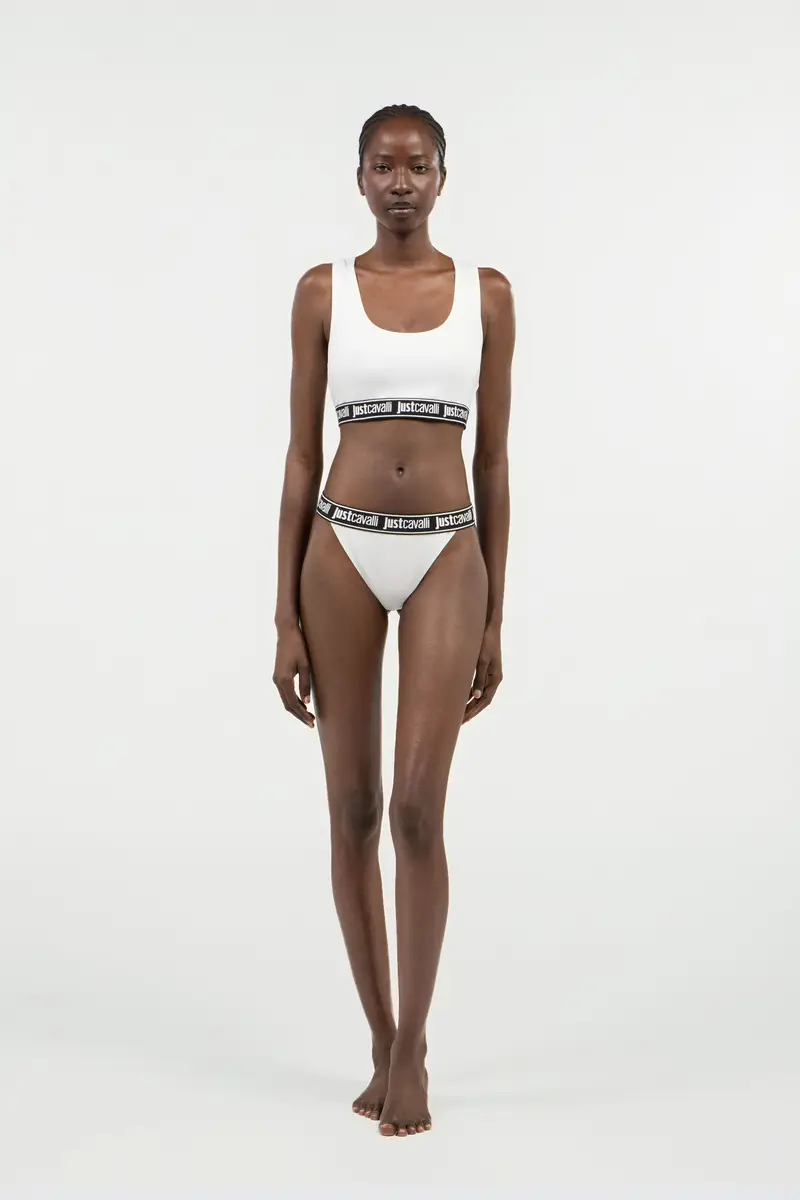 Roberto Cavalli White Cotton Bralette With Logo Band | Thumbnail 5 Roberto Cavalli White Cotton Bralette With Logo Band | Thumbnail 5