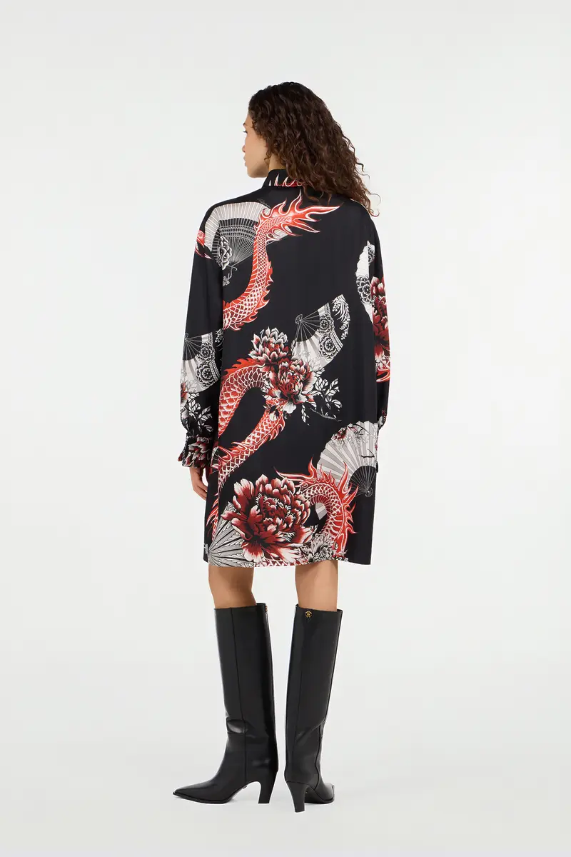 Roberto Cavalli Short dress black with red and white dragon print | Thumbnail 3 Roberto Cavalli Short dress black with red and white dragon print | Thumbnail 3