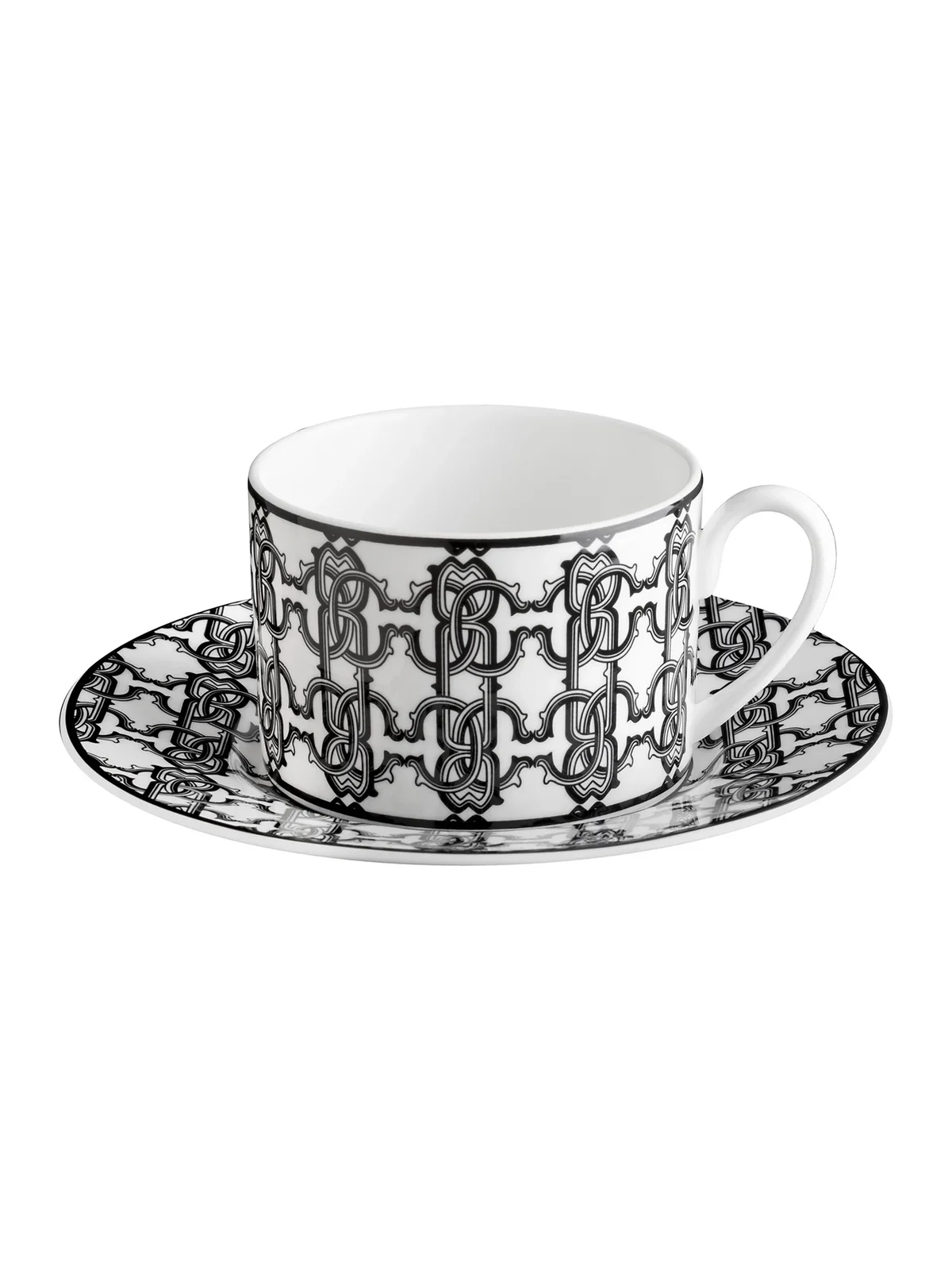 Roberto Cavalli Monogram Black2 Tea Cups In Gift Box