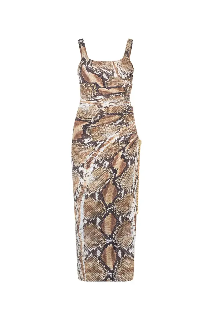 Roberto Cavalli Python print midi dress