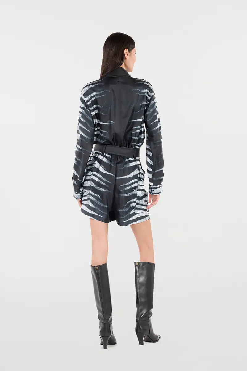 Roberto Cavalli Short Silk Dress With Zebra Print | Thumbnail 3