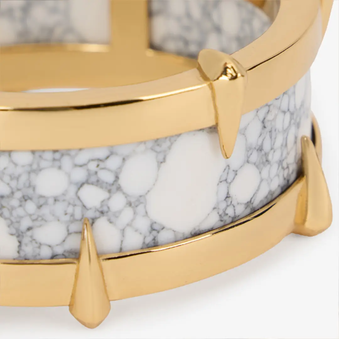 Roberto Cavalli White and Gold Studded Bangle Bracelet | Thumbnail 4 Roberto Cavalli White and Gold Studded Bangle Bracelet | Thumbnail 4