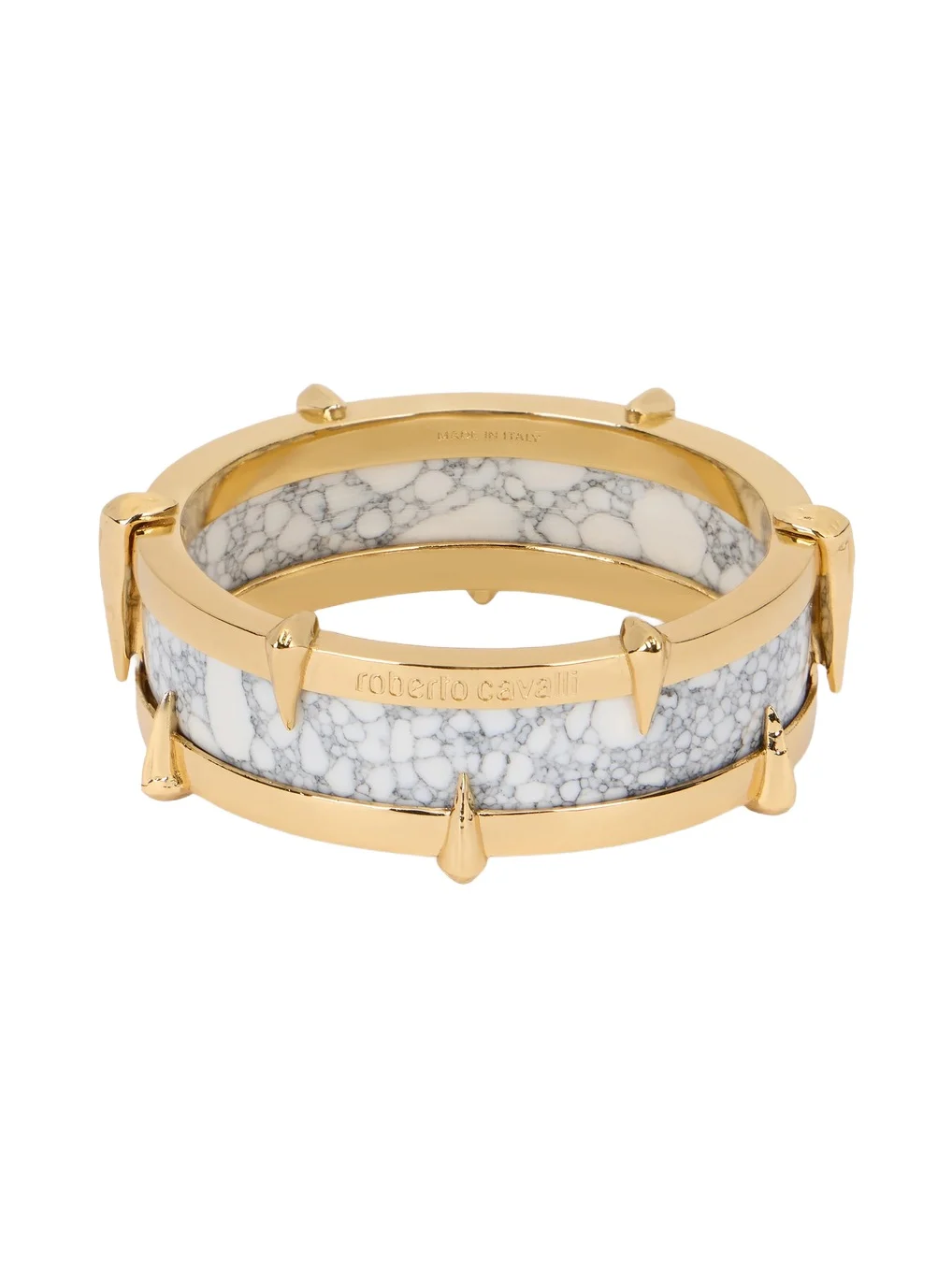 White and Gold Studded Bangle Bracelet
