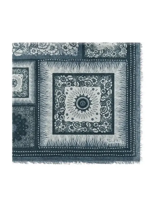 Roberto Cavalli Shawl with Zebra Pattern and Logo