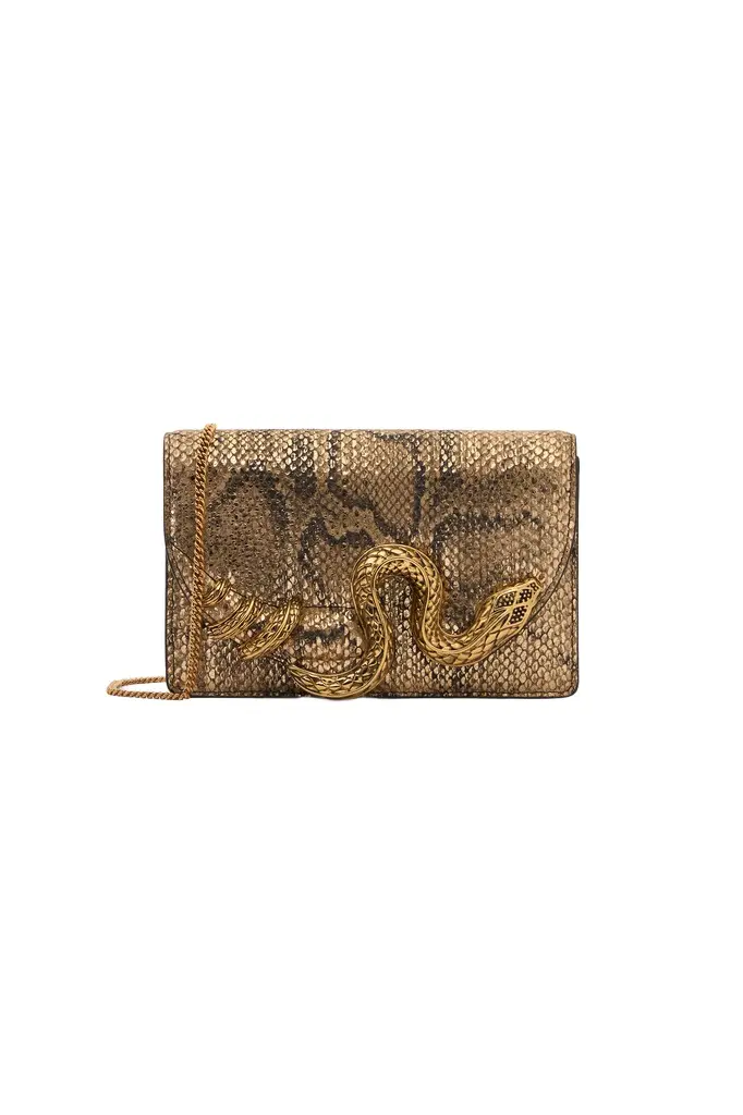 Roberto Cavalli Bag with Golden Python and Snake Motif