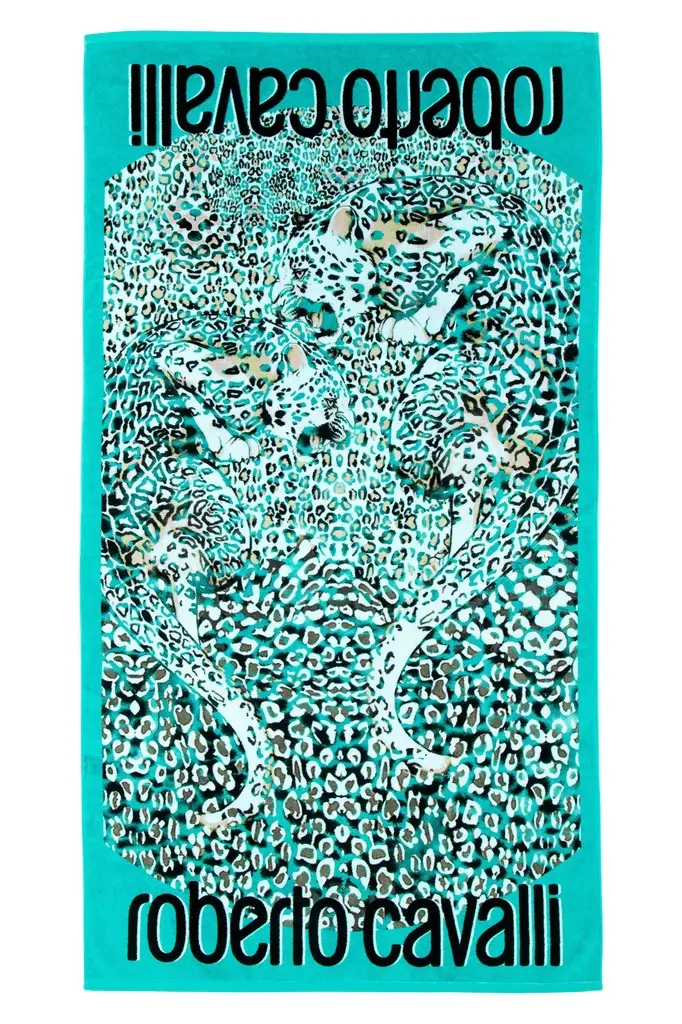 Roberto Cavalli Leo Camouflage Print Beach Towel