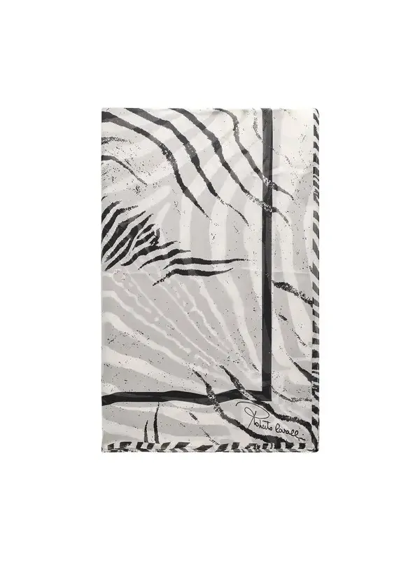 Silk Scarf With White Tigress Print