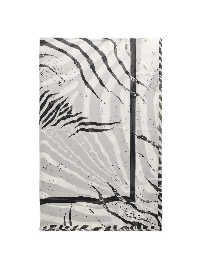 Silk Scarf With White Tigress Print Silk Scarf With White Tigress Print