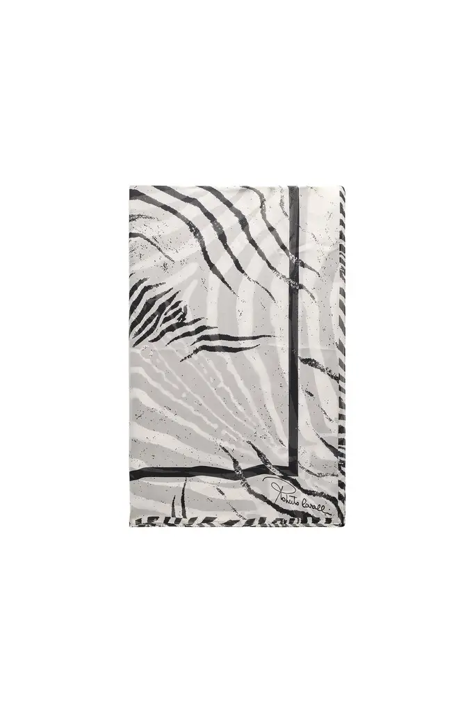 Silk Scarf With White Tigress Print Silk Scarf With White Tigress Print