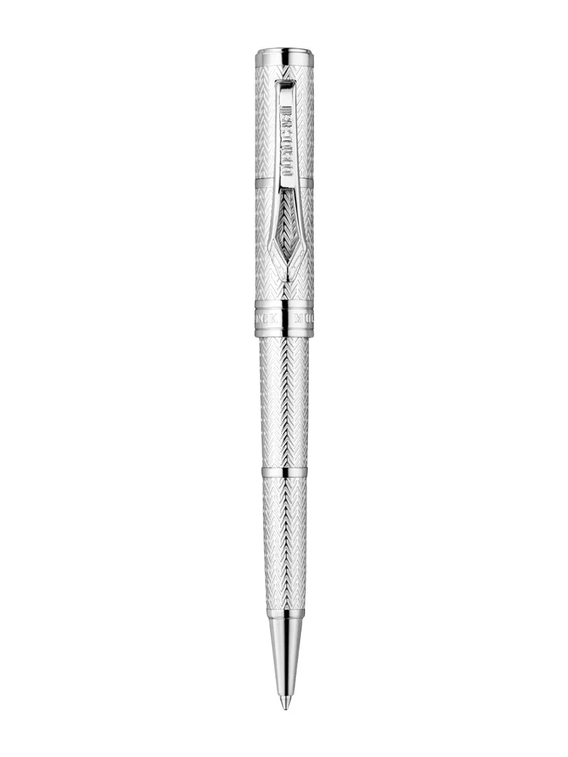 Roberto Cavalli Roberto Cavalli Chevron Ballpoint Pen, Silver Color
