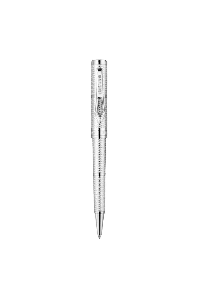 Roberto Cavalli Roberto Cavalli Chevron Ballpoint Pen, Silver Color | Image 1 Roberto Cavalli Roberto Cavalli Chevron Ballpoint Pen, Silver Color | Image 1