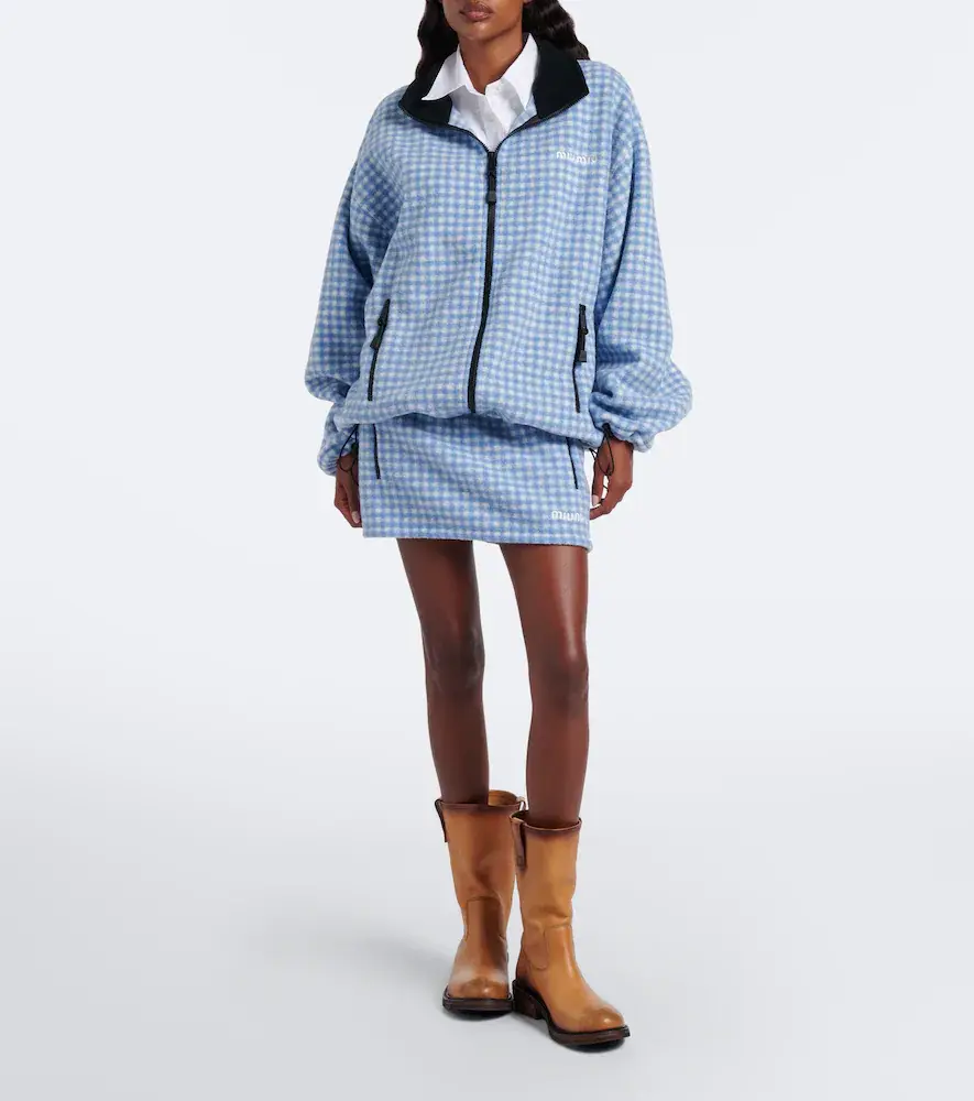 Miu Miu Gingham fleece jacket | Thumbnail 7 Miu Miu Gingham fleece jacket | Thumbnail 7