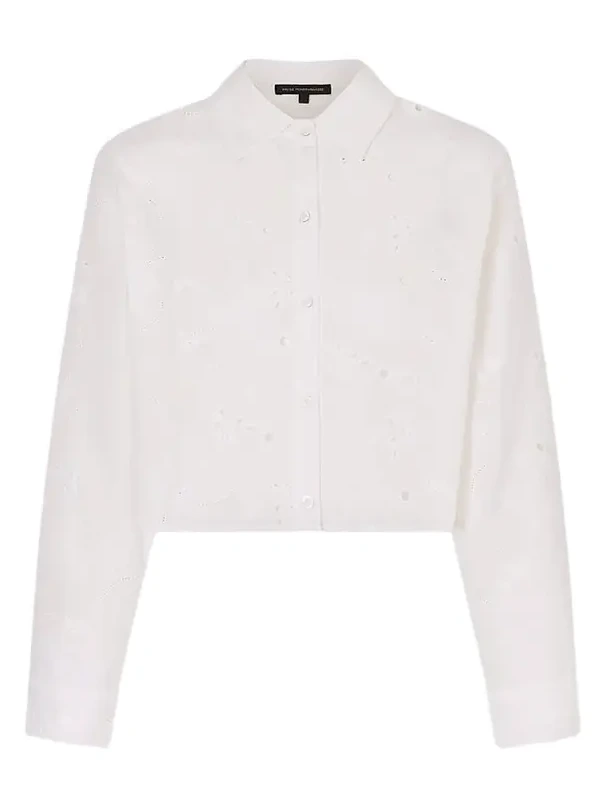 Women's Simone Eyelet Linen-Cotton Crop Shirt