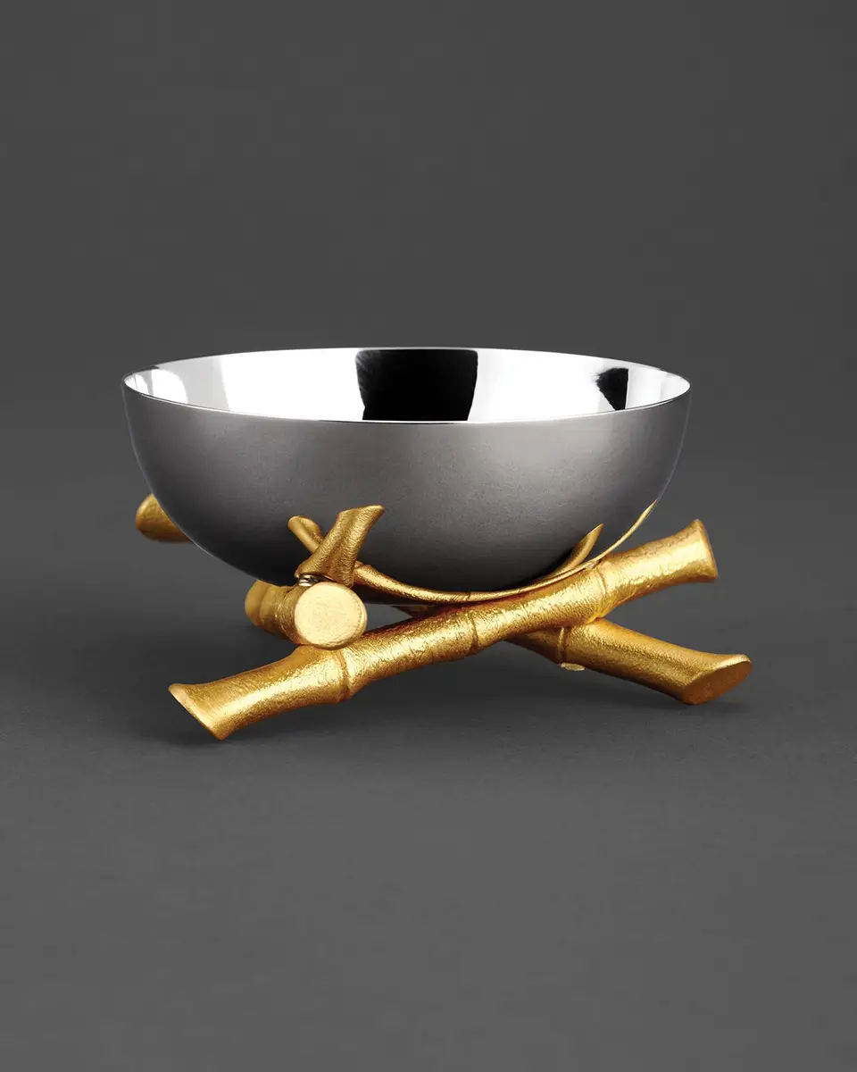 L'Objet Bambou 24K Gold-Plated Bowl, 6" Round | Thumbnail 2 L'Objet Bambou 24K Gold-Plated Bowl, 6" Round | Thumbnail 2