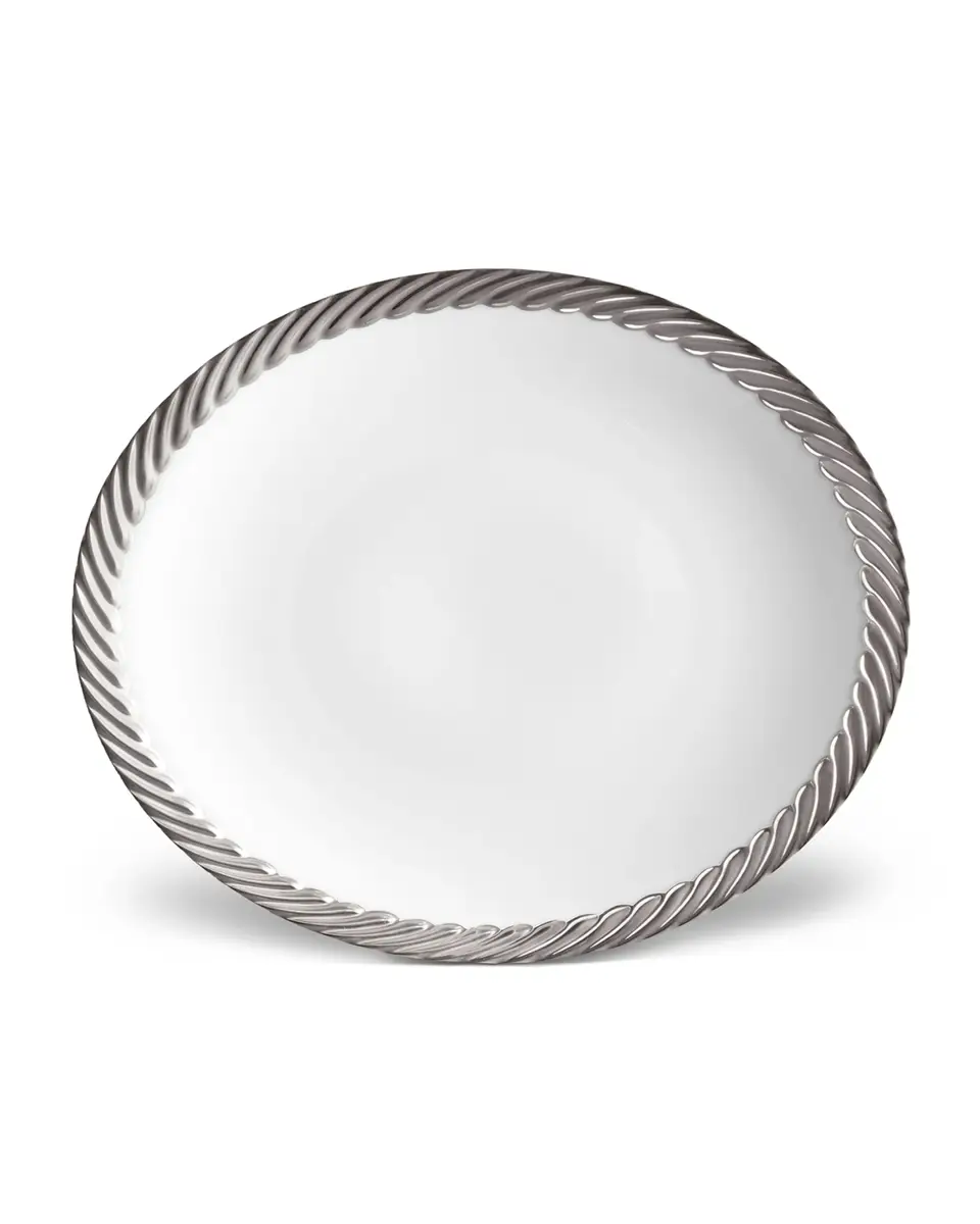 L'Objet Corde Salad/Dessert Plate, White/Silver | Thumbnail 2