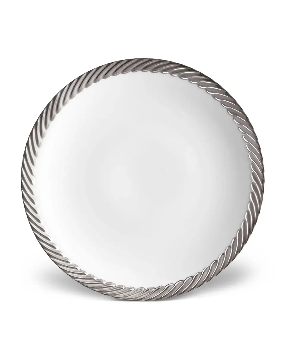 L'Objet Corde Salad/Dessert Plate, White/Silver