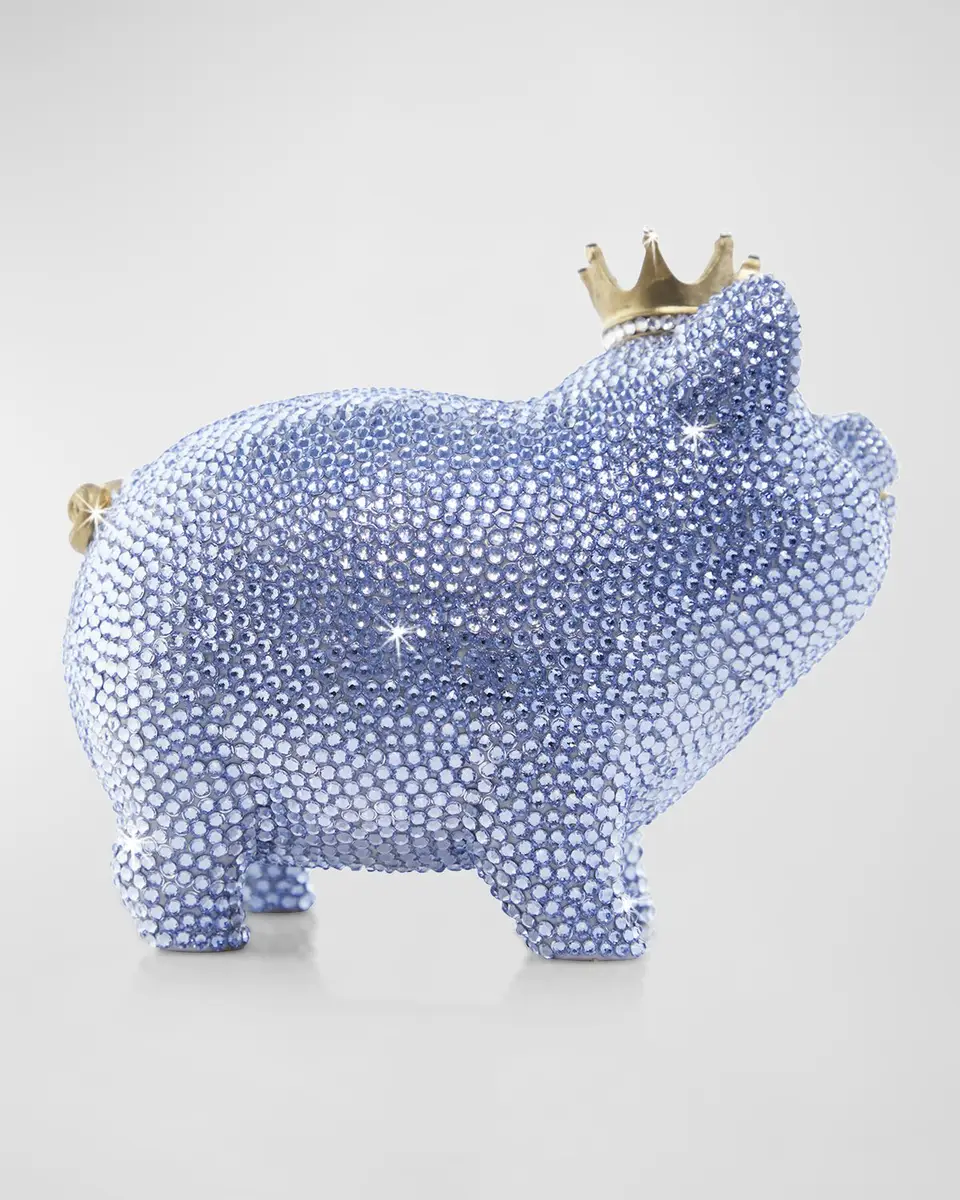 Jay Strongwater Baby Blue Piggy Bank w/ Crown | Thumbnail 4 Jay Strongwater Baby Blue Piggy Bank w/ Crown | Thumbnail 4