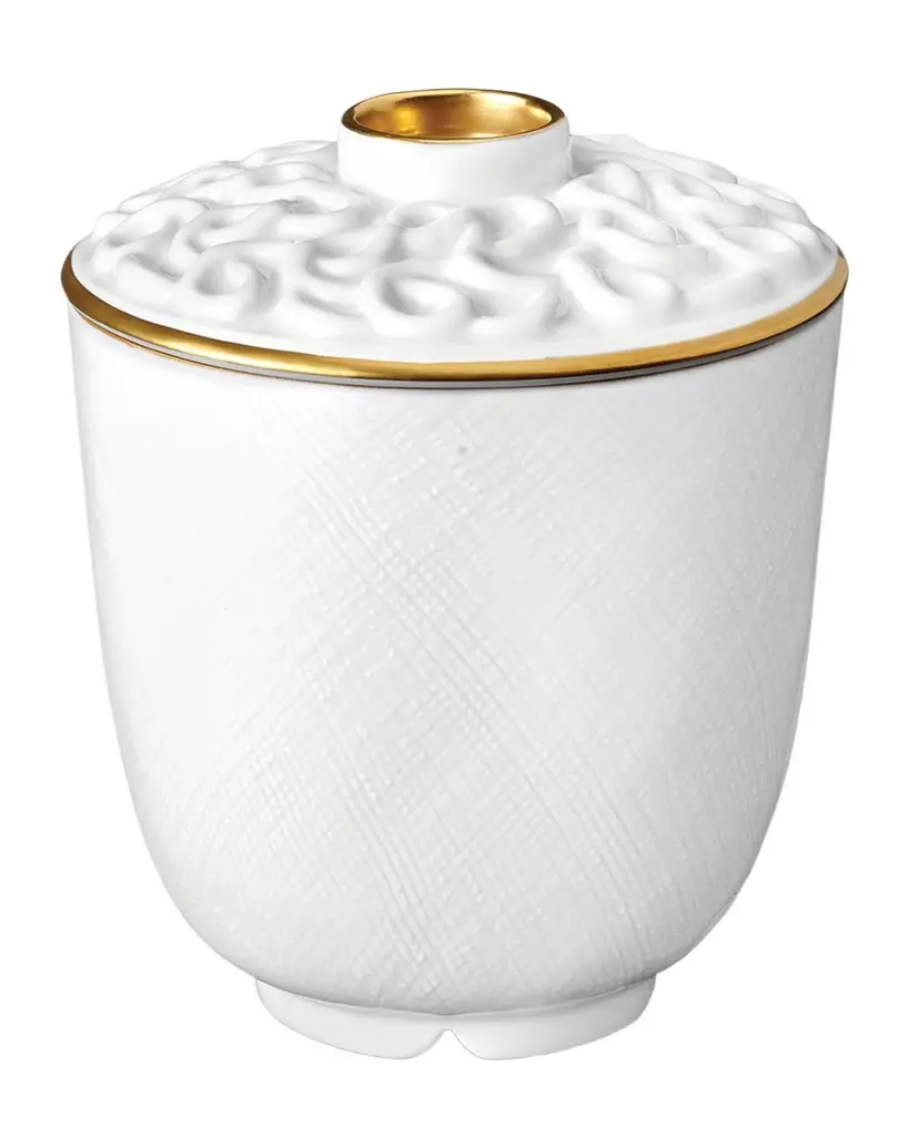 L'Objet Han 24K Gold-Plated Green Teacup with Lid