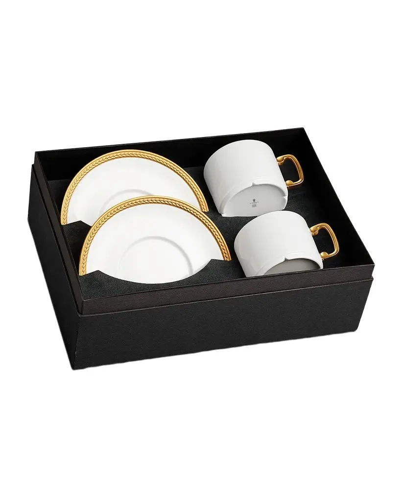 L'Objet Soie Tressee 4-Piece Teacup & Saucer Set