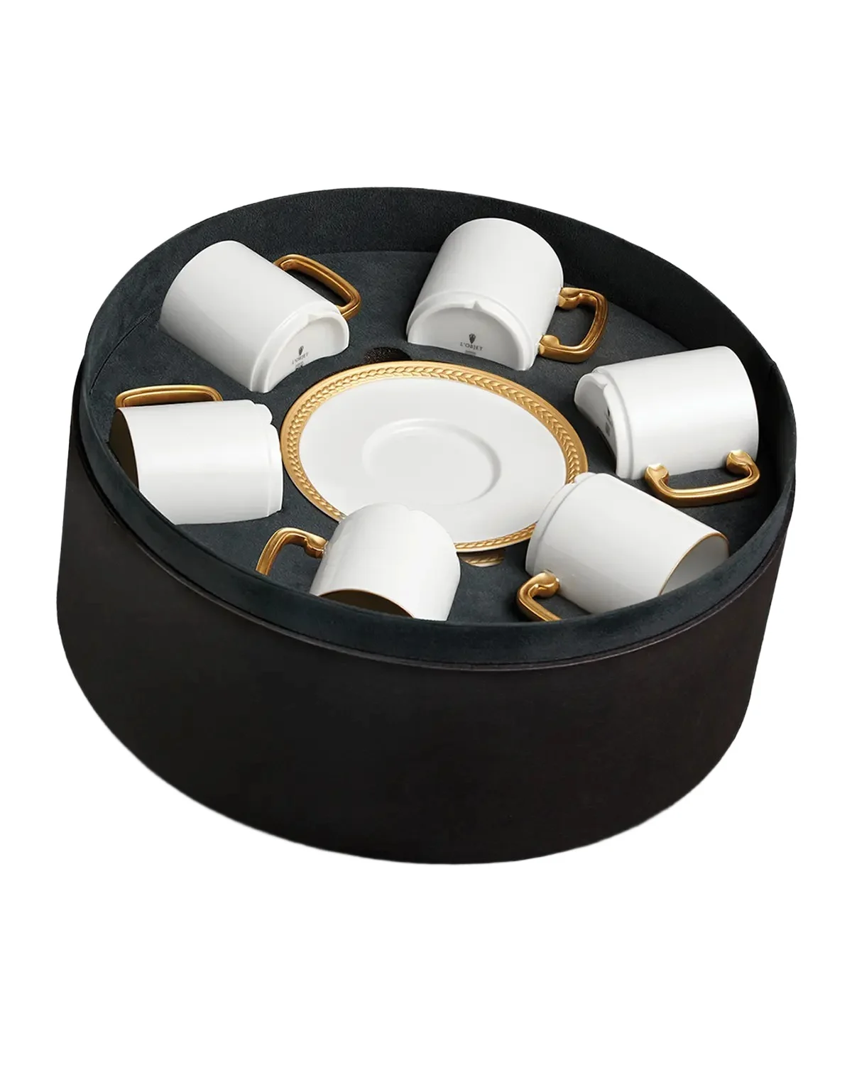 L'Objet Soie Tressee 7-Piece Espresso Cup & Saucer Set