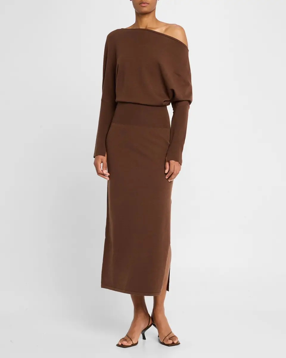 Simkhai Janese One-Shoulder Wool-Blend Midi Dress | Thumbnail 2 Simkhai Janese One-Shoulder Wool-Blend Midi Dress | Thumbnail 2